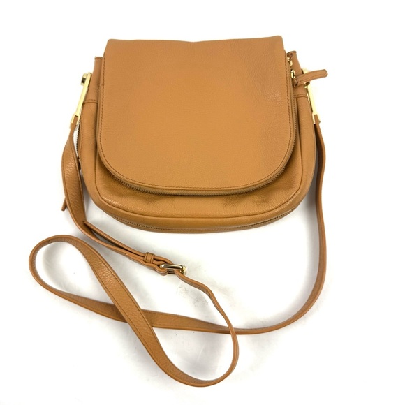 Vince Camuto Jax Crossbody Bag Honey Comb Tan Brown Leather Handbag Purse - Picture 2 of 16